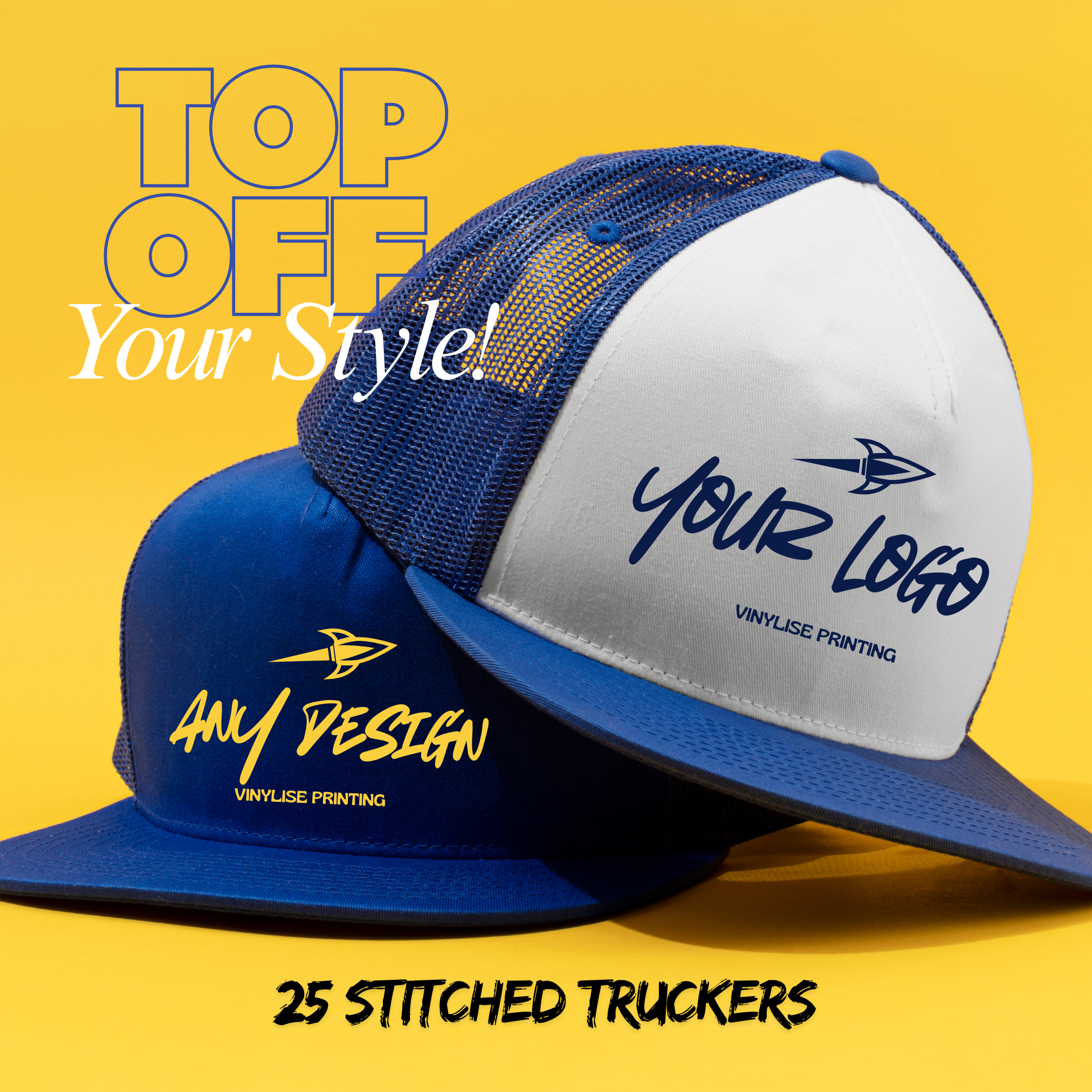 Trucker Cap Bundle – 25 Custom Caps + Design Print Included